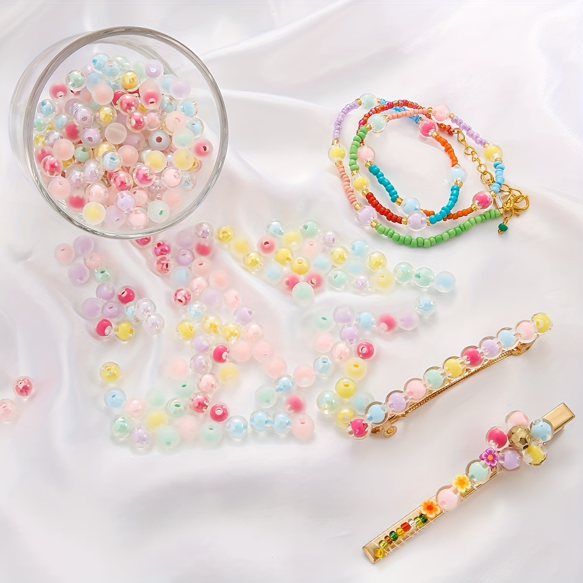 100pcs 8mm Acrylic Candy Colors Round Beads Mix Pastel Plastic Beads