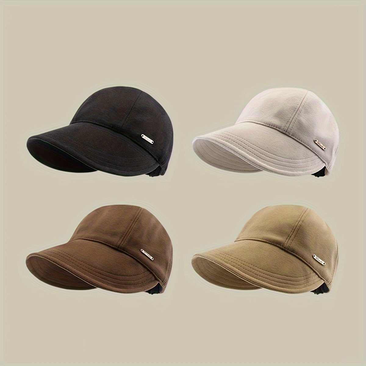 Solid Color Baseball Wide Brim Label Patch Sun Hat - Temu Canada