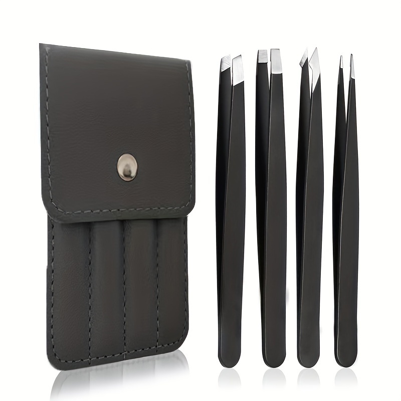

Tweezers Set - Professional Stainless Steel Tweezers For Eyebrows - Great Precision For Facial Hair, Splinter And Ingrown Hair Removal With Storage Bag. For Men And Women