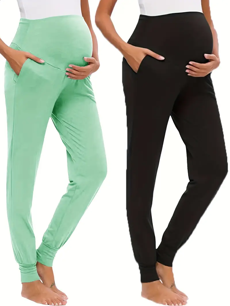 Comfy High Waist Tummy Support Maternity Sports Yoga Pants - Temu