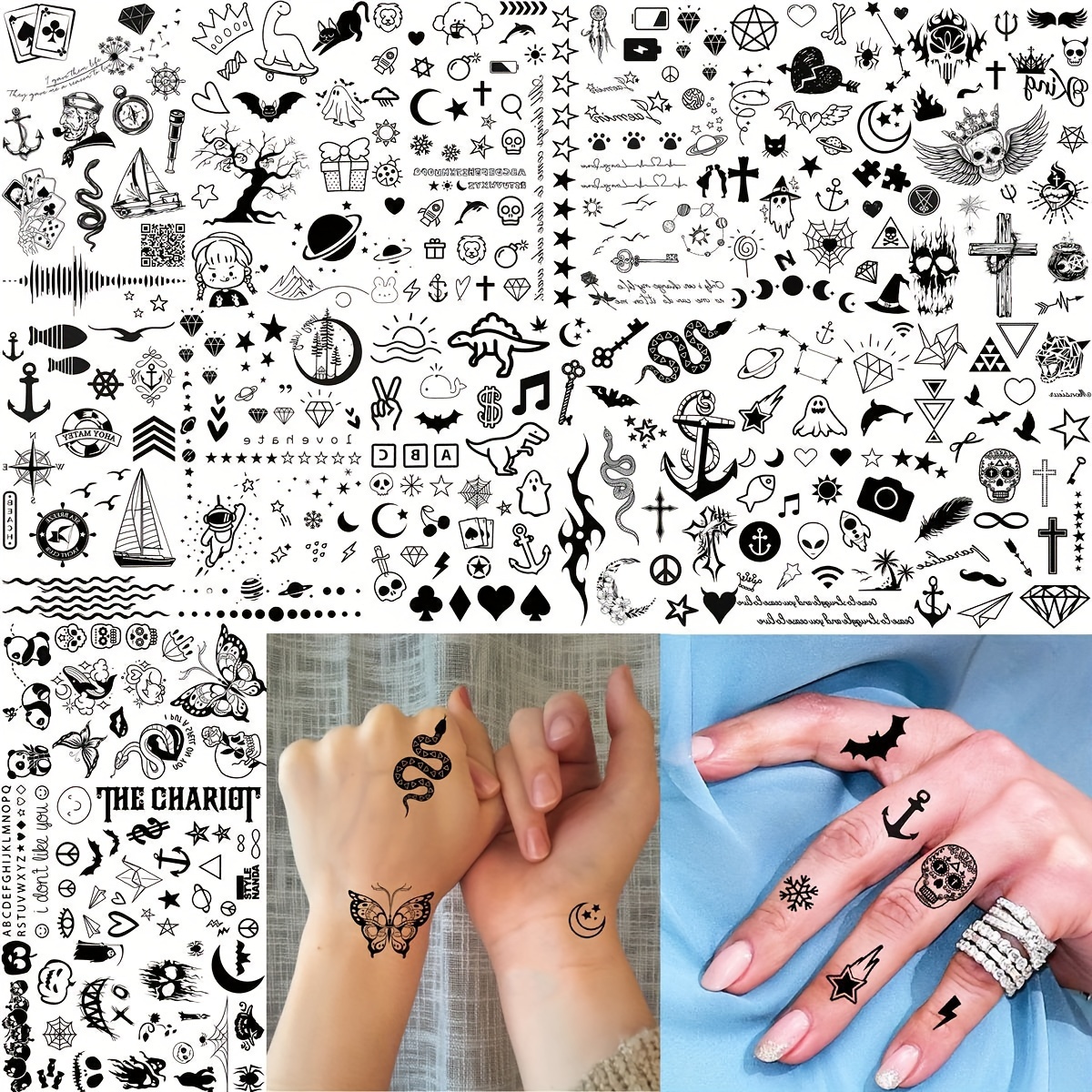 15 Hojas Tatuajes Temporales Pequeños Lindos Mujeres En - Temu