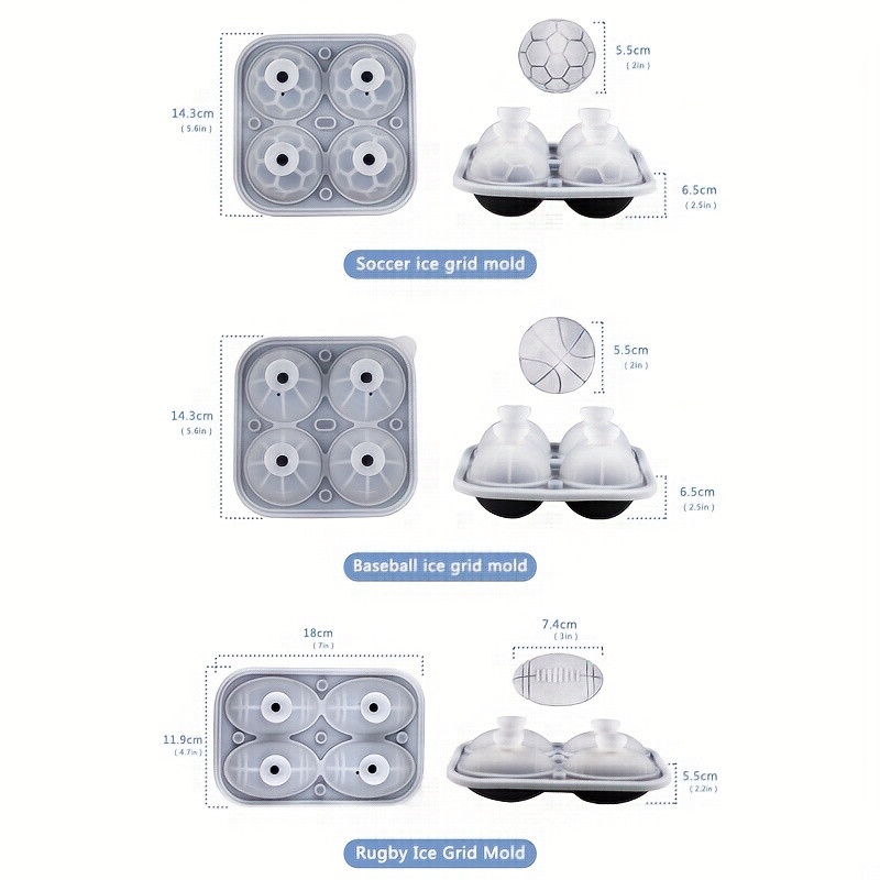 4-cavity Silicone Ice Ball Mold For Sports Fans - Perfect For