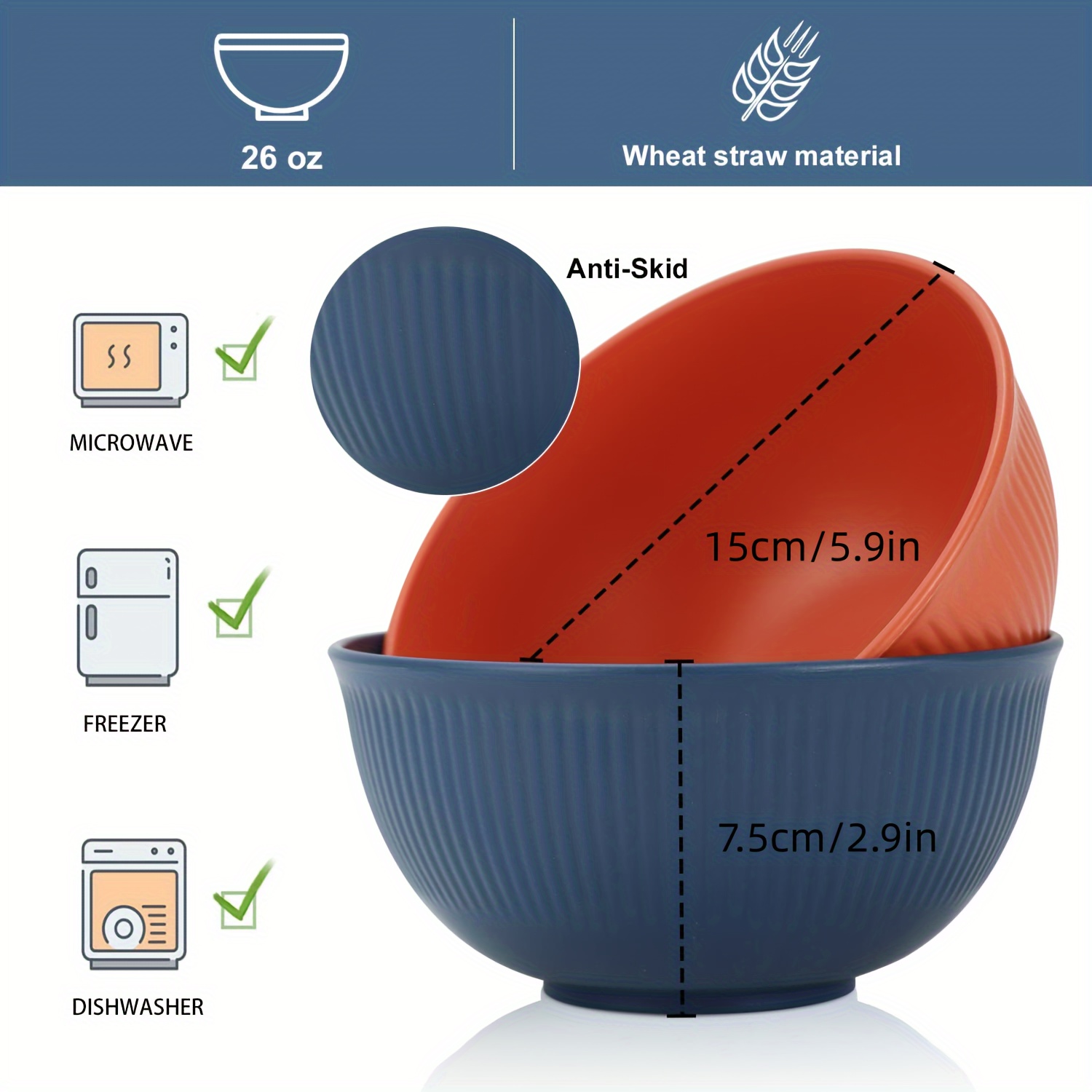 Unbreakable Cereal Bowls, Lightweight Wheat Straw Bowls Set, Heat-resistant  Food Storage Container For Rice Noodle Soup Snack Fruit, Microwave And  Dishwasher Safe, Kitchen Utensils - Temu