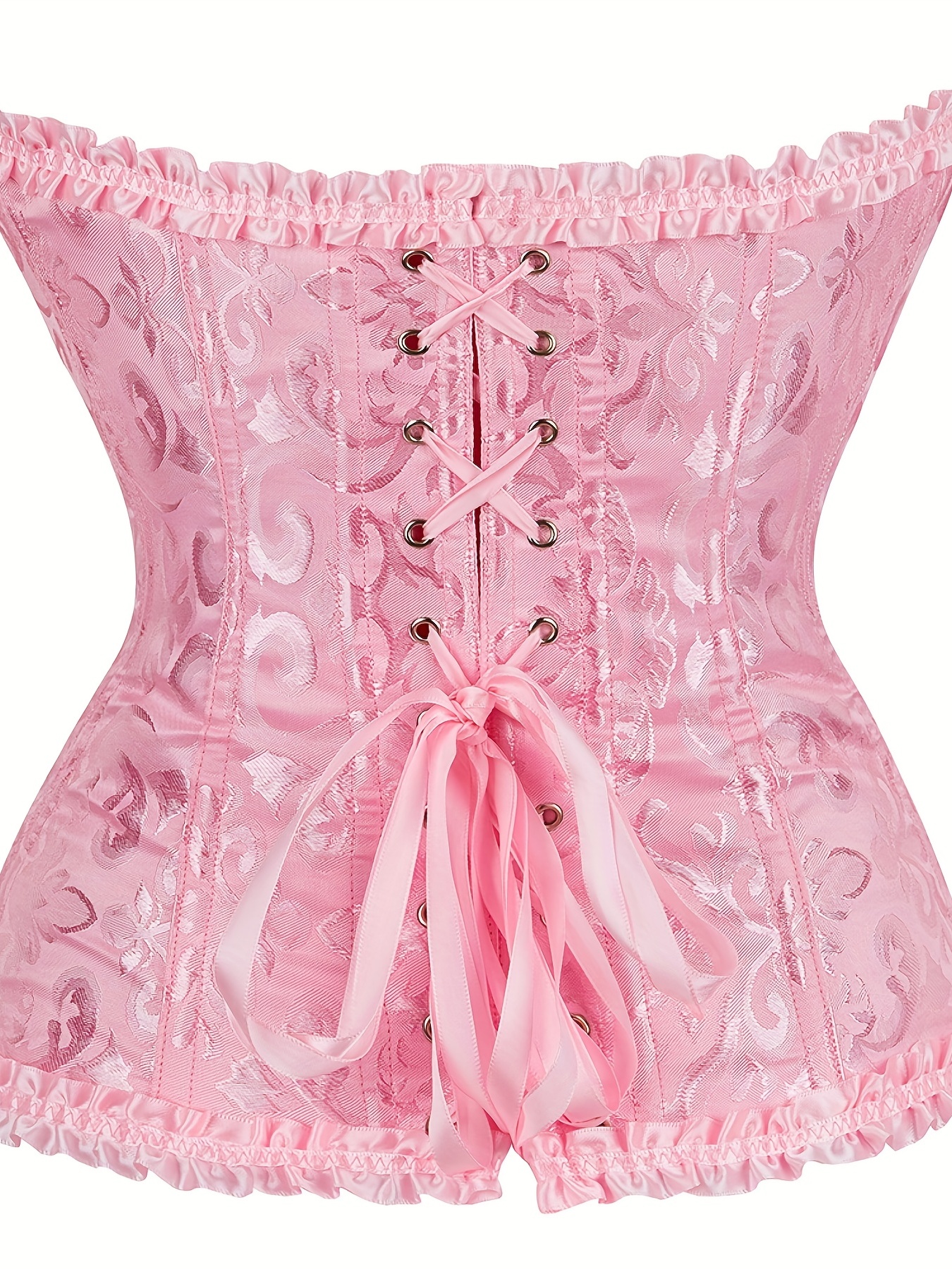 Ruffle Strapless Corset Bustier Tummy Control Lace Jacquard - Temu