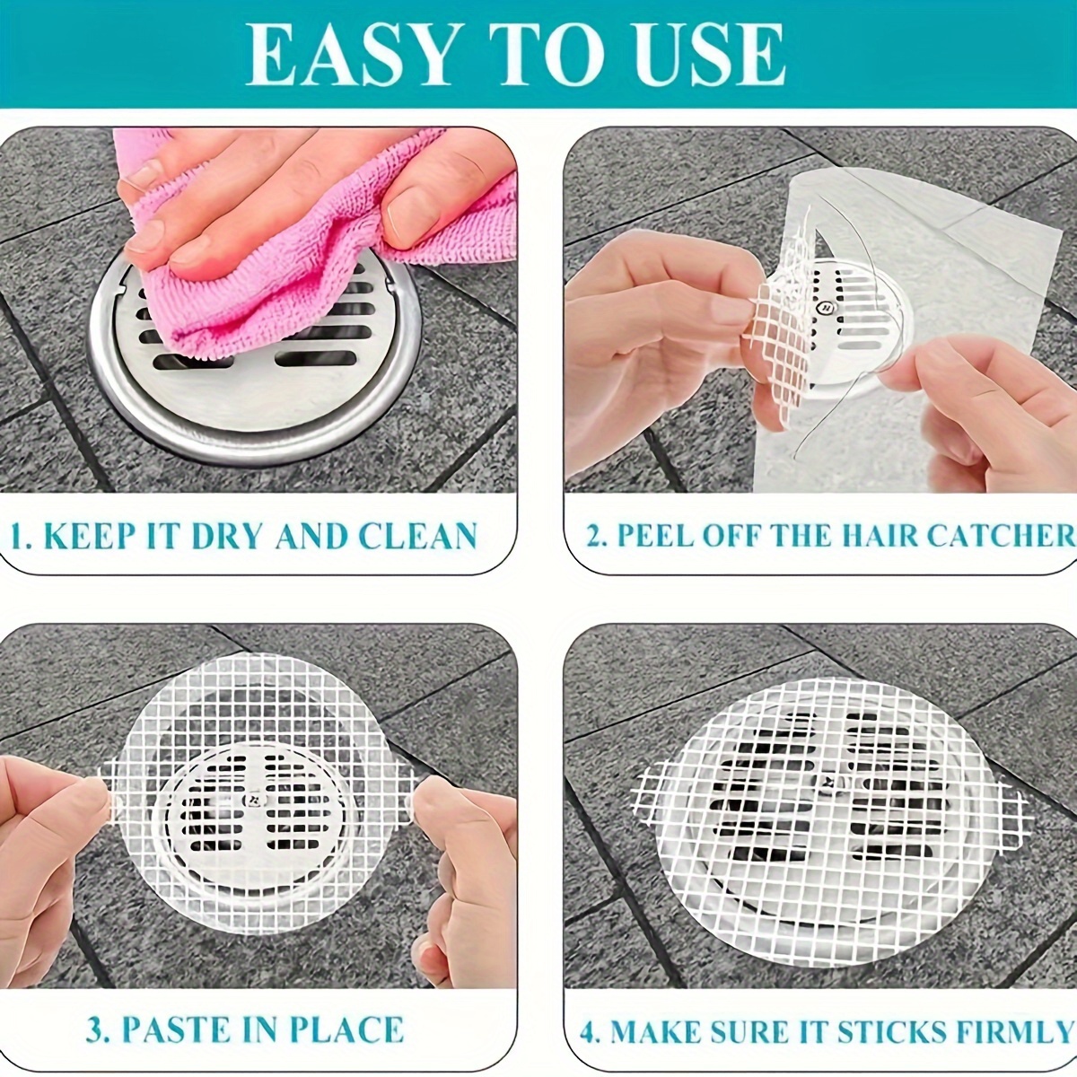 10pcs Disposable Drain Sticker Hair Catcher Filter Net For