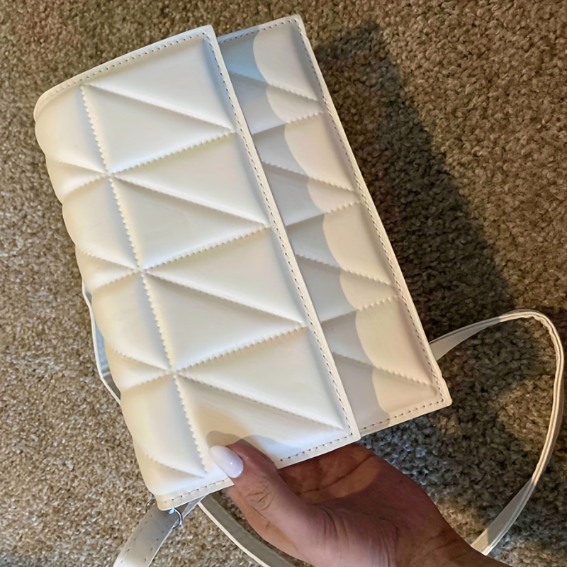 Square Shoulder Bag Argyle Pattern Flap Purse