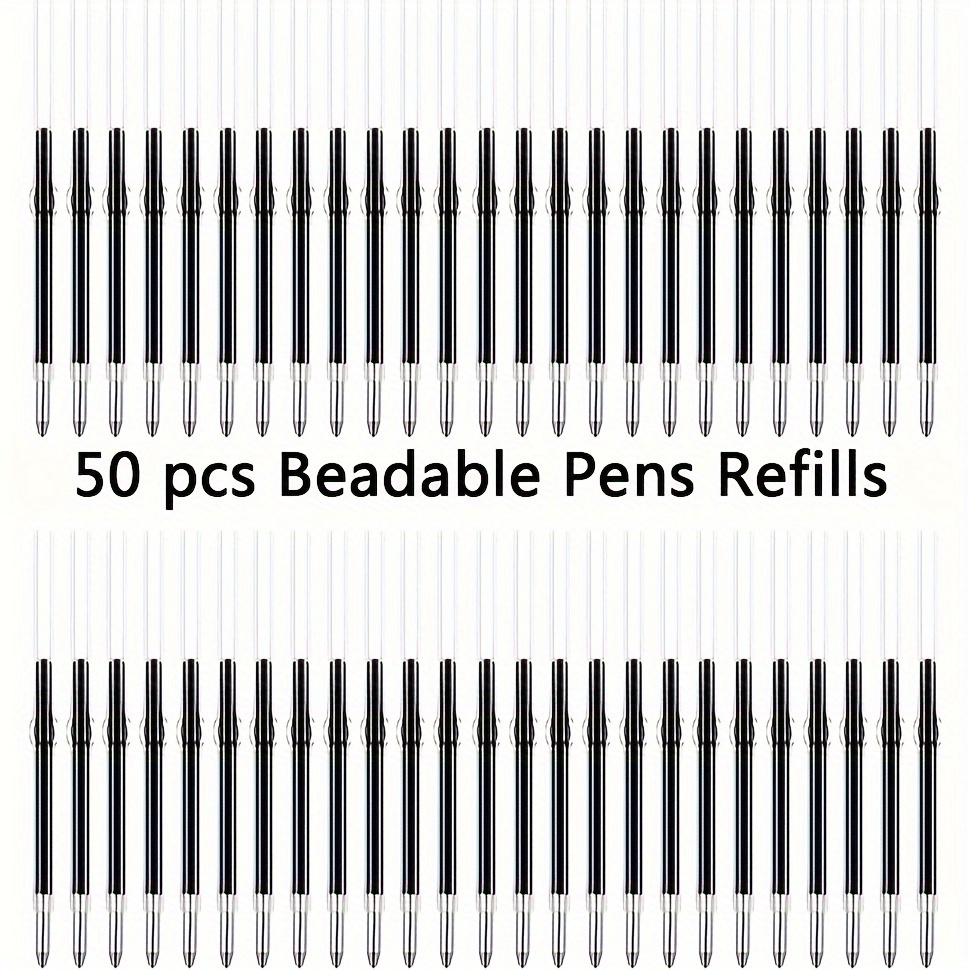 50pcs Blue Beadable Pens Refills For Plastic Bead Ballpoint Pen Beadable  Pens Bulk Refills