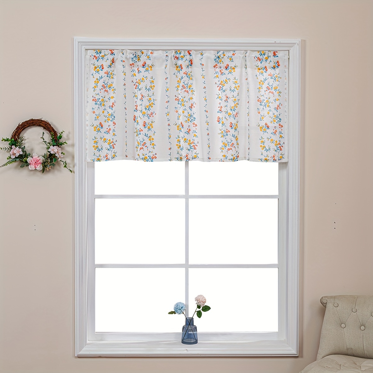 Cortinas de cocina de estilo rural, cortinas cortas de encaje blanco con  filtro de luz, bolsillo para barra de cenefa, para ventanas pequeñas