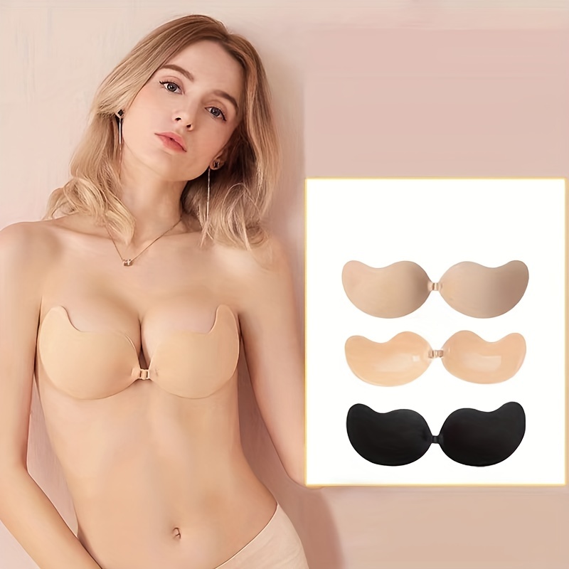 Women Invisible Strapless Front Buckle Bra Push-Up Lingerie Backless  Underwear. 