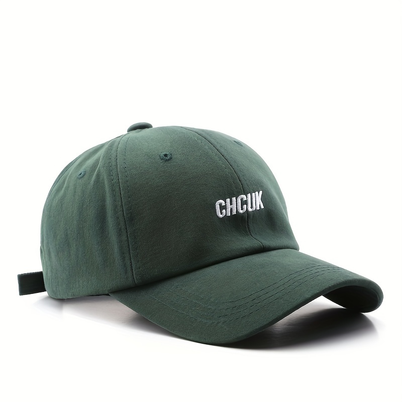 CHCUK Embroidery Cotton Baseball Cap Unisex Solid Block Couple Sun Hat