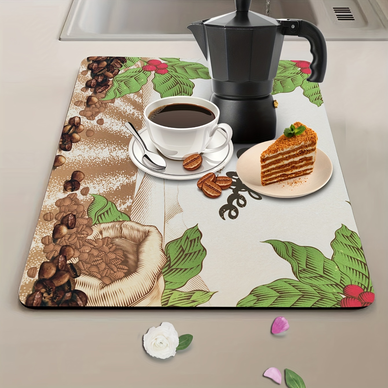 Coffee Mat Coffee Bar Mat For Countertops Absorbent Dry - Temu