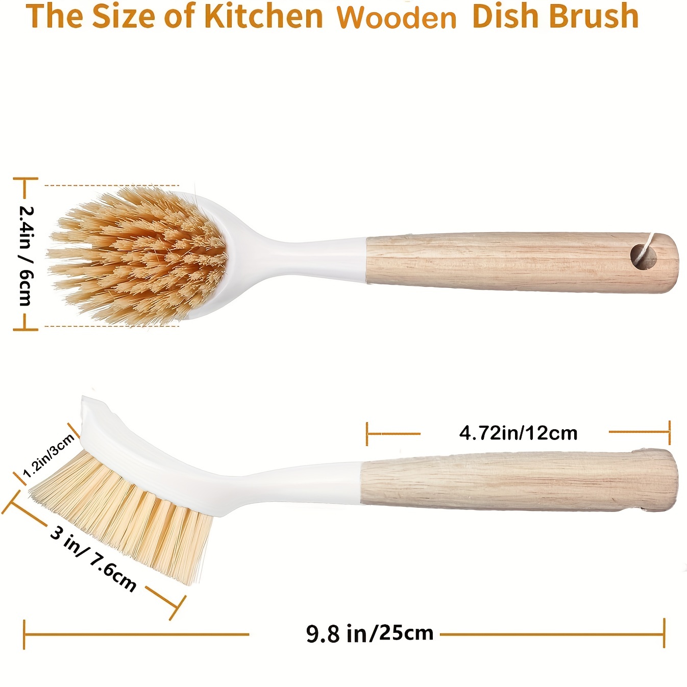 Dish Brush With 3 Replacement Head Dish Scrub Brush with Handle Kitchen  Cleaning