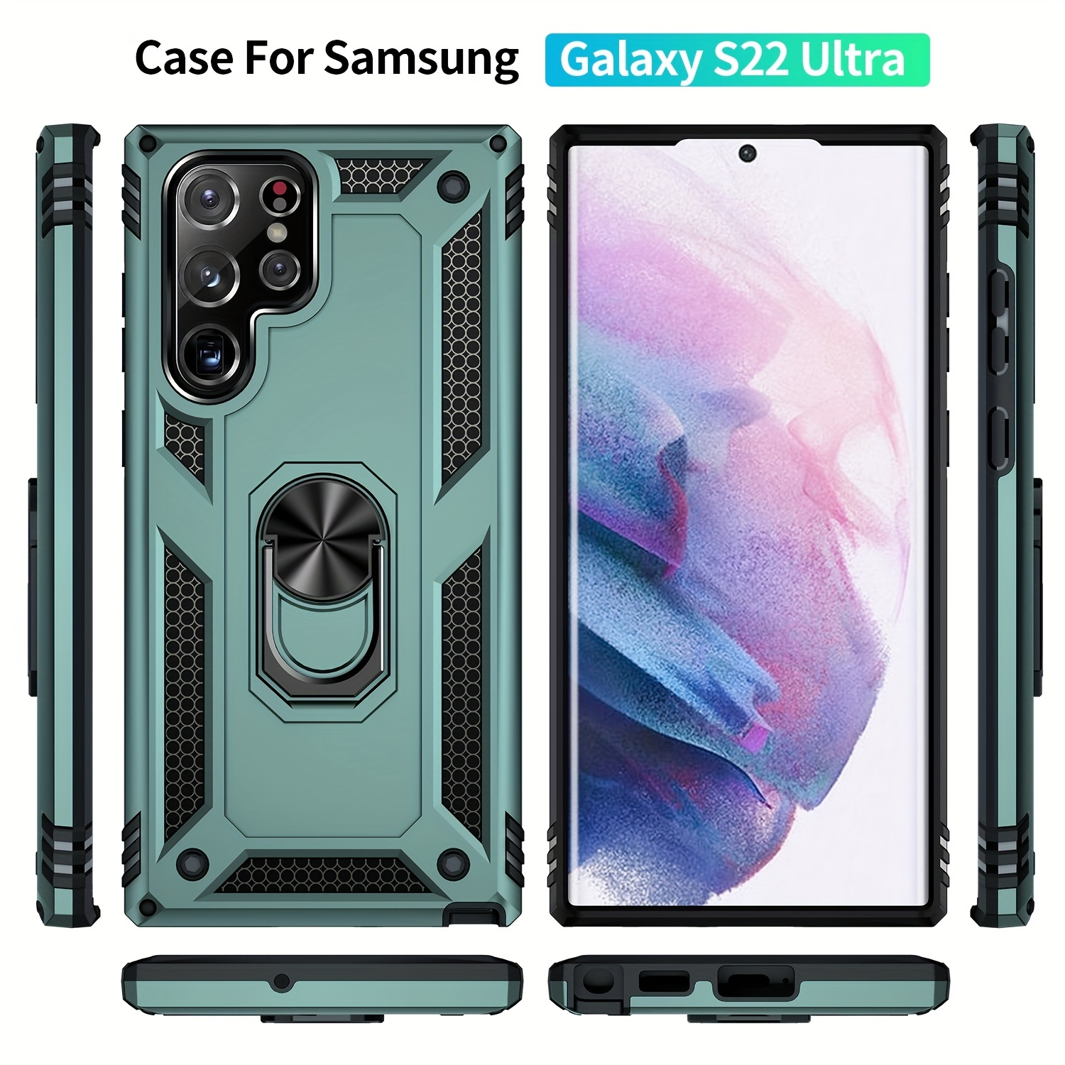 Funda para Samsung Galaxy S22 Ultra 5G de 6.8 Case con Anillo
