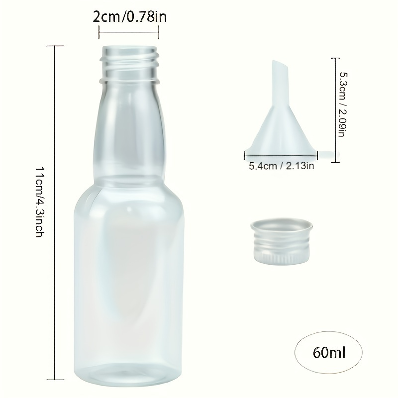 24pcs Mini Empty Bottles 60ml Mini PET Plastic Bottles, Reusable