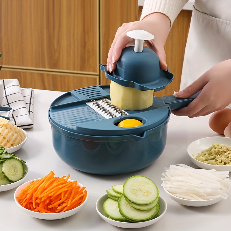 3 In 1 Multifunctional Electric Vegetable Cutter Automatic Vegetable Cutter  Slicer Potato Grate Shredded Graters with 3 Blades