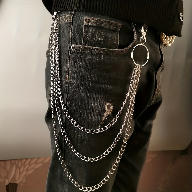 Punk Pentagram Pants Jeans Chain Keychains Trouser Biker - Temu
