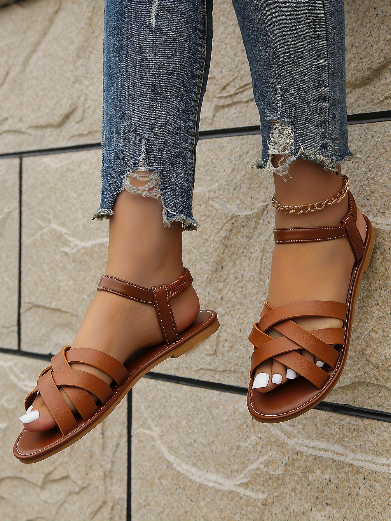 women s simple flat sandals casual open toe summer shoes details 3