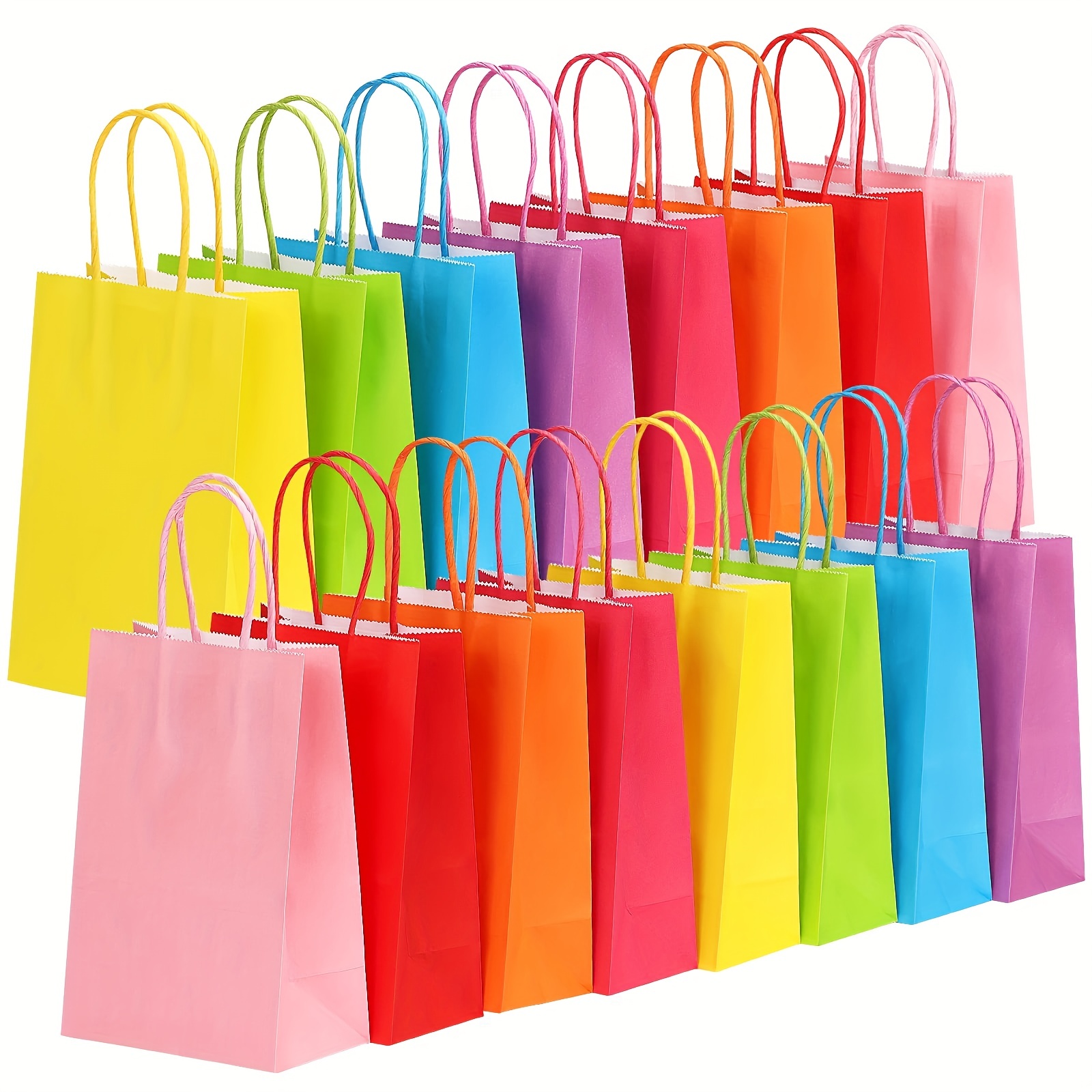 BLEWINDZ 32 Pieces Gift Bags with 32 Tissues,8 Colors Party Favor Bags with Handles, Rainbow Gift Bags for Wedding, Birthday, Party Supplies and Gifts