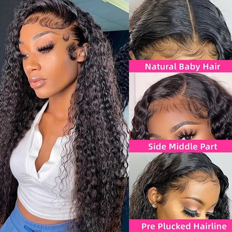 3 bundles human hair extensions natural black deep wave - Temu display picture 2