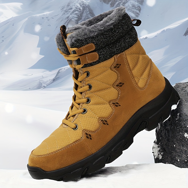 Mens Insulated Snow Boots Winter Thermal Shoes Windproof Hiking