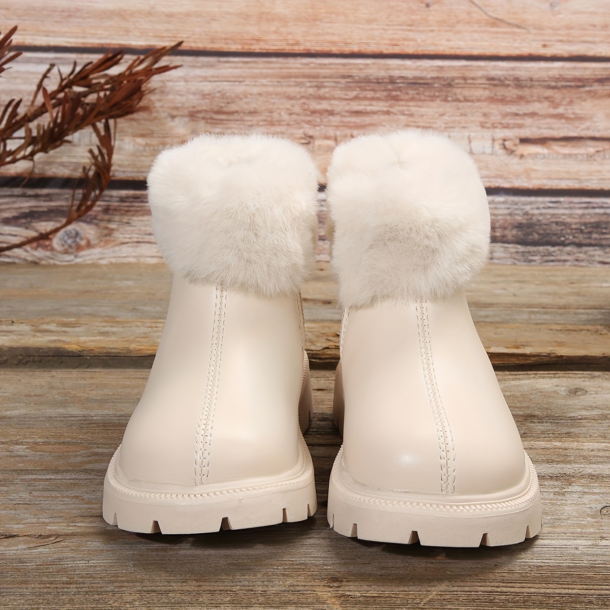 Womens white furry on sale boots