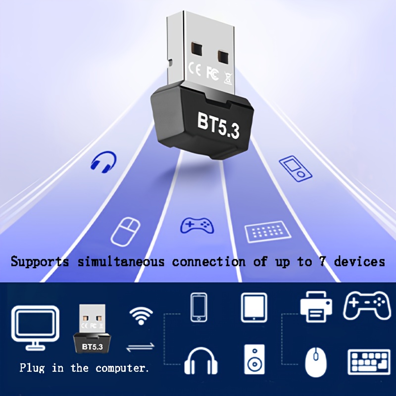 Acheter Adaptateur Audio sans fil Bluetooth 5.3, récepteur Dongle USB  Bluetooth pour PC portable, casque haut-parleur, adaptateur Audio de  musique de voiture sans fil, pilote gratuit
