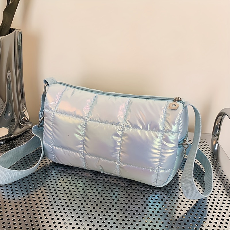 Holographic Quilted Top Handle Bag