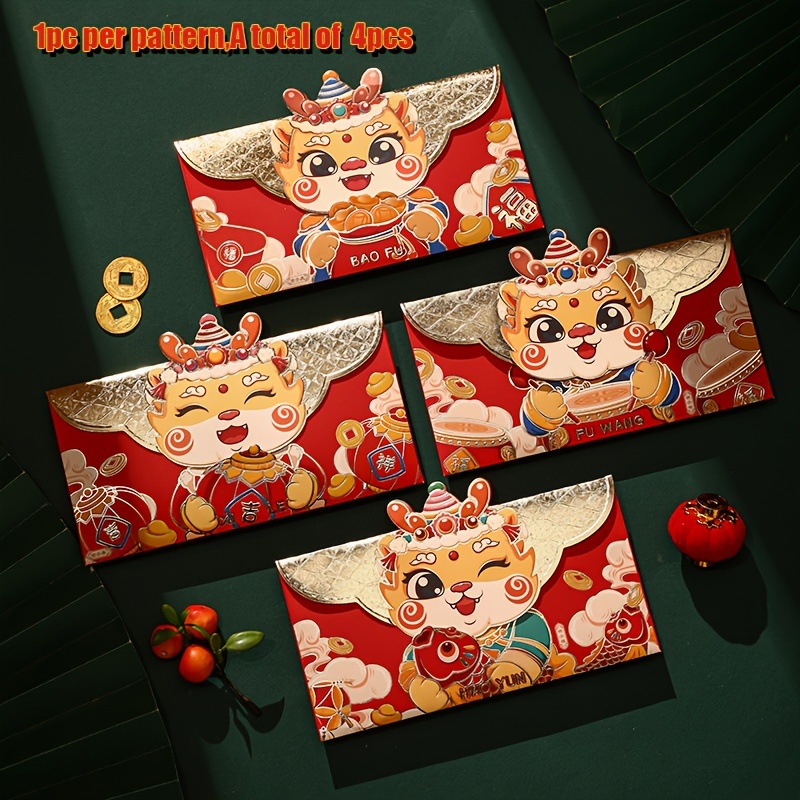 New Year Red Envelope Cute Creative Chinese Dragon Pattern - Temu