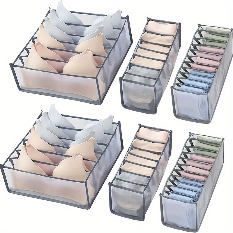 

3pcs Set Of Underwear Storage Boxes: Household Compartment Fabric Clothes Organizer With , Multifunctional Wardrobe Organizer For Panties, Socks, And Bra Storage