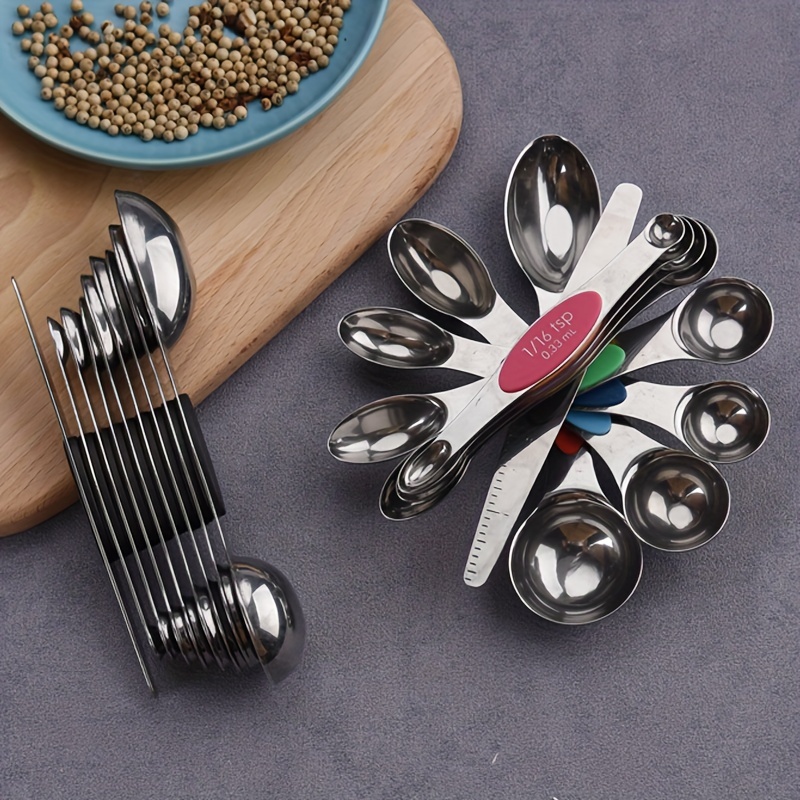 Nesting Stainless Steel Measuring Spoon Set with for Liquid and Dry  Ingredients