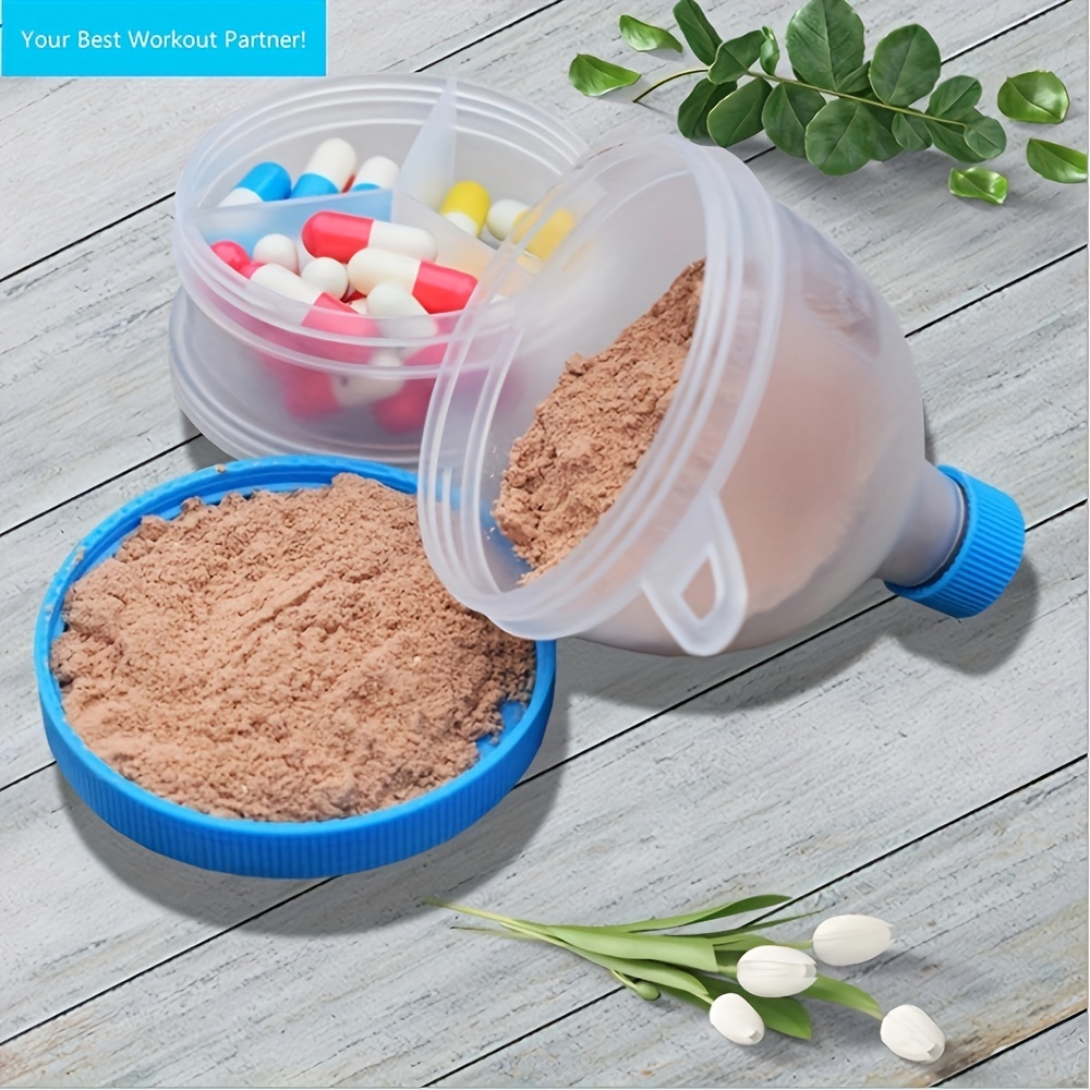 Plastic Protein Container Funnel Shaped with Pill Box Storage