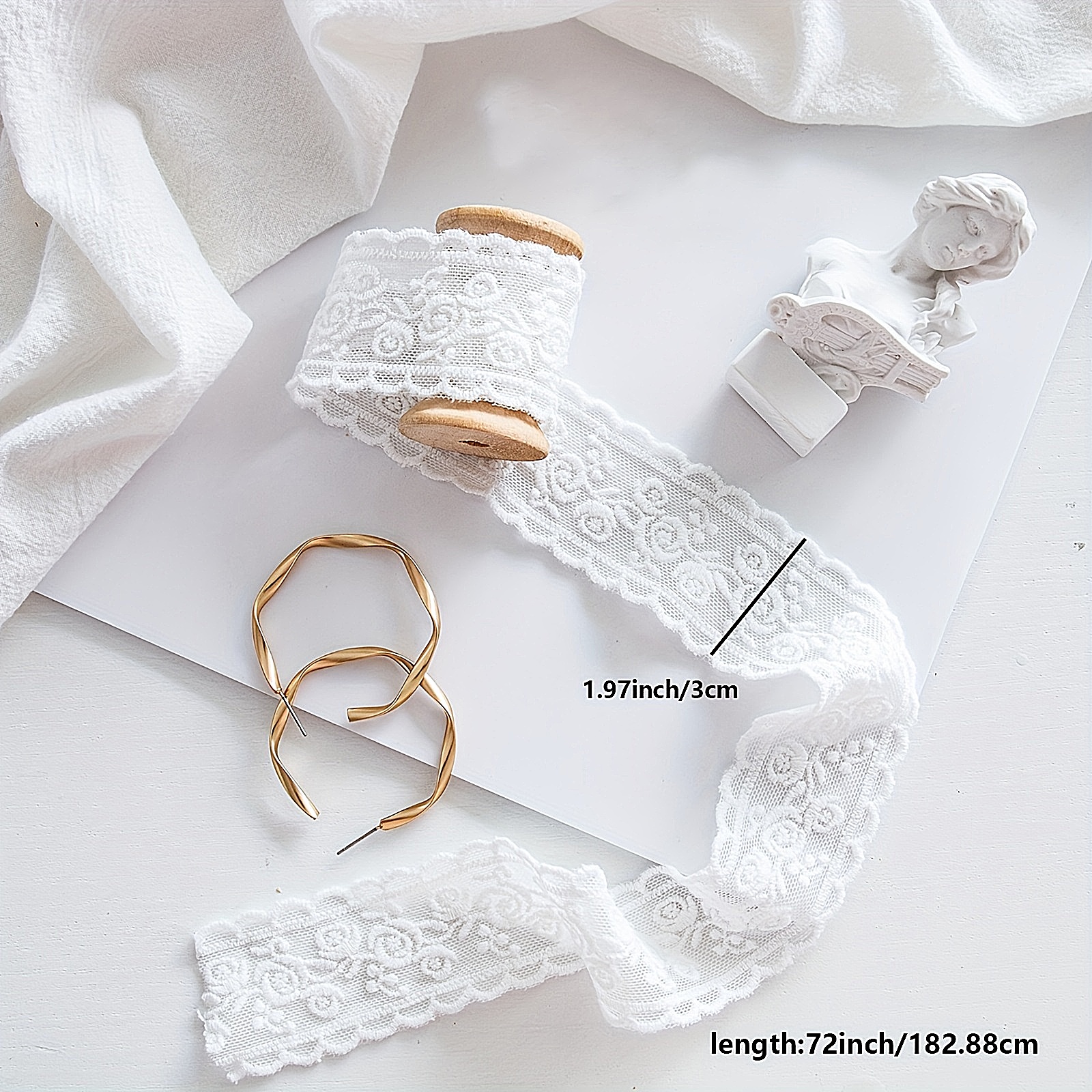 2 Yards White Embroidery Lace Mesh Lace Ribbon Yarn Belt - Temu