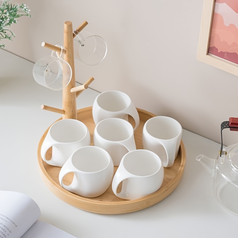 Porte-gobelet à thé en bambou artisanal, rangement pour tasses à