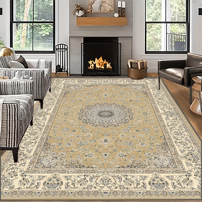 Floral Faux Wool Area Rug Soft And Durable Indoor - Temu