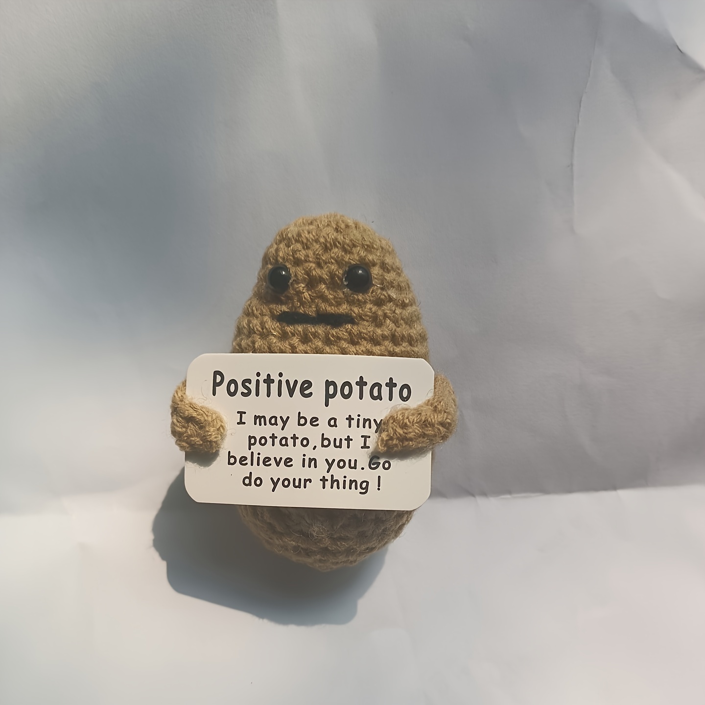  XIHIRCD Positive Potato, 3.27 Inch Funny Positive Potato  Knitted Wool Potato Doll with Positive Cards Mini Potato Doll for Friends  Party Decoration Encouragement (Blue Hat) : Toys & Games