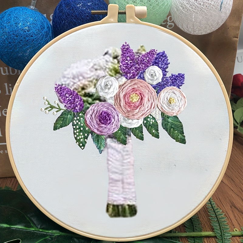 Embroidery Starter Kit with Flower Pattern Kits Embroidery Hoop DIY