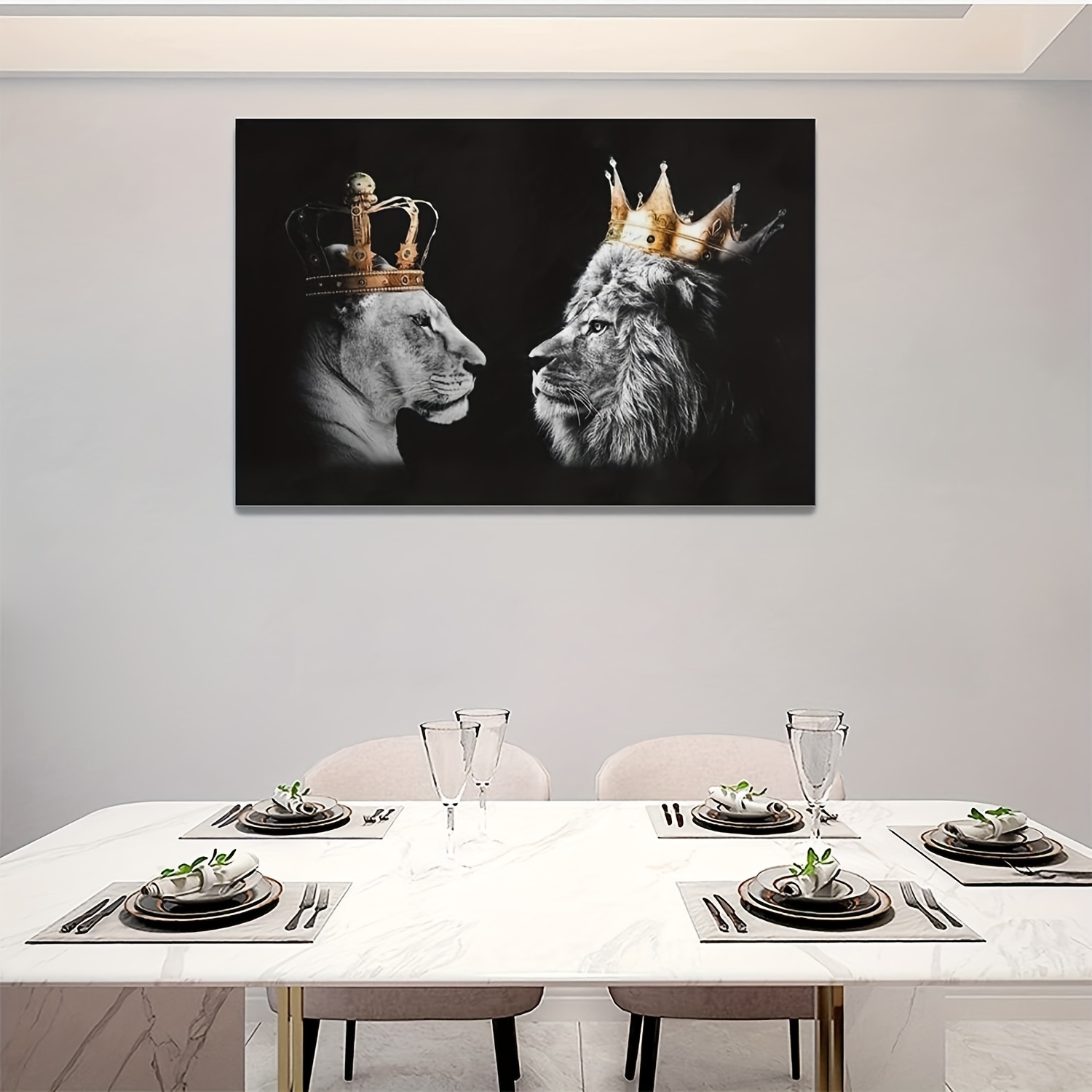 African American King and Queen Canvas Wall Art, The Black Love Canvas Print Artwork for Lover, Modern Colorful Graffiti Canvas Painting for Valentine - 2