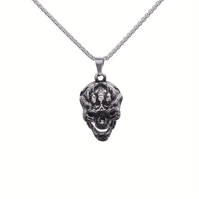 304 Stainless Steel Ghost Head Pendant Necklace