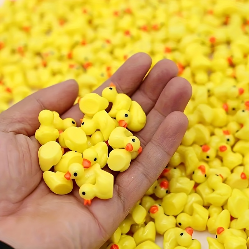 100PCS Tiny Ducks Yellow Small Duck Miniature Figures Anima