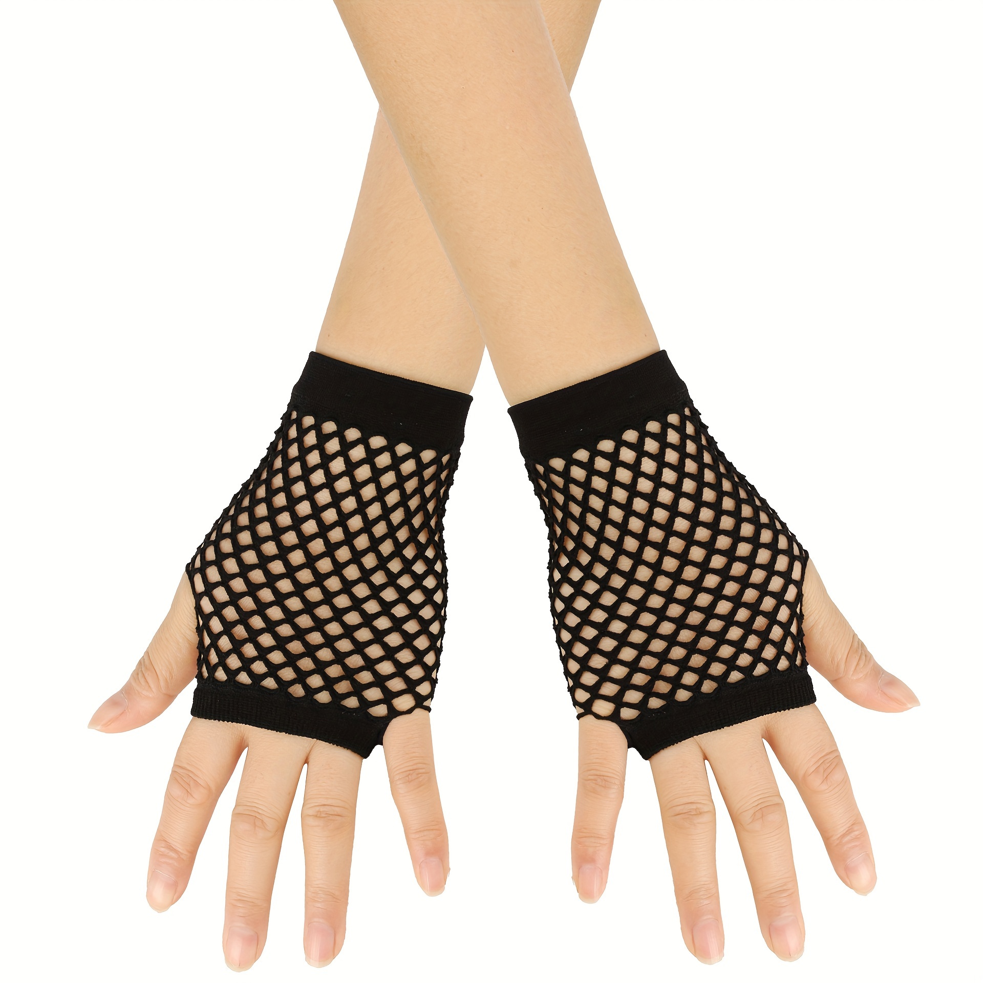 Fashion Fishnet Gloves Punk Style Elastic Gloves Clothing - Temu