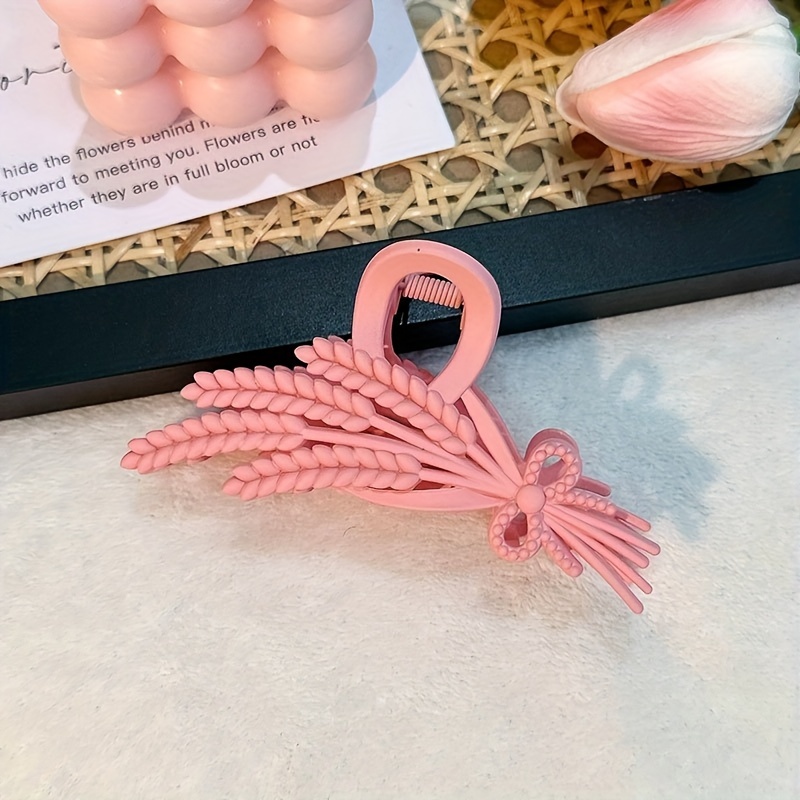 Frosted Hair Claw Wheat Ears Shaped Nonslip Shark Claw For Ponytail
