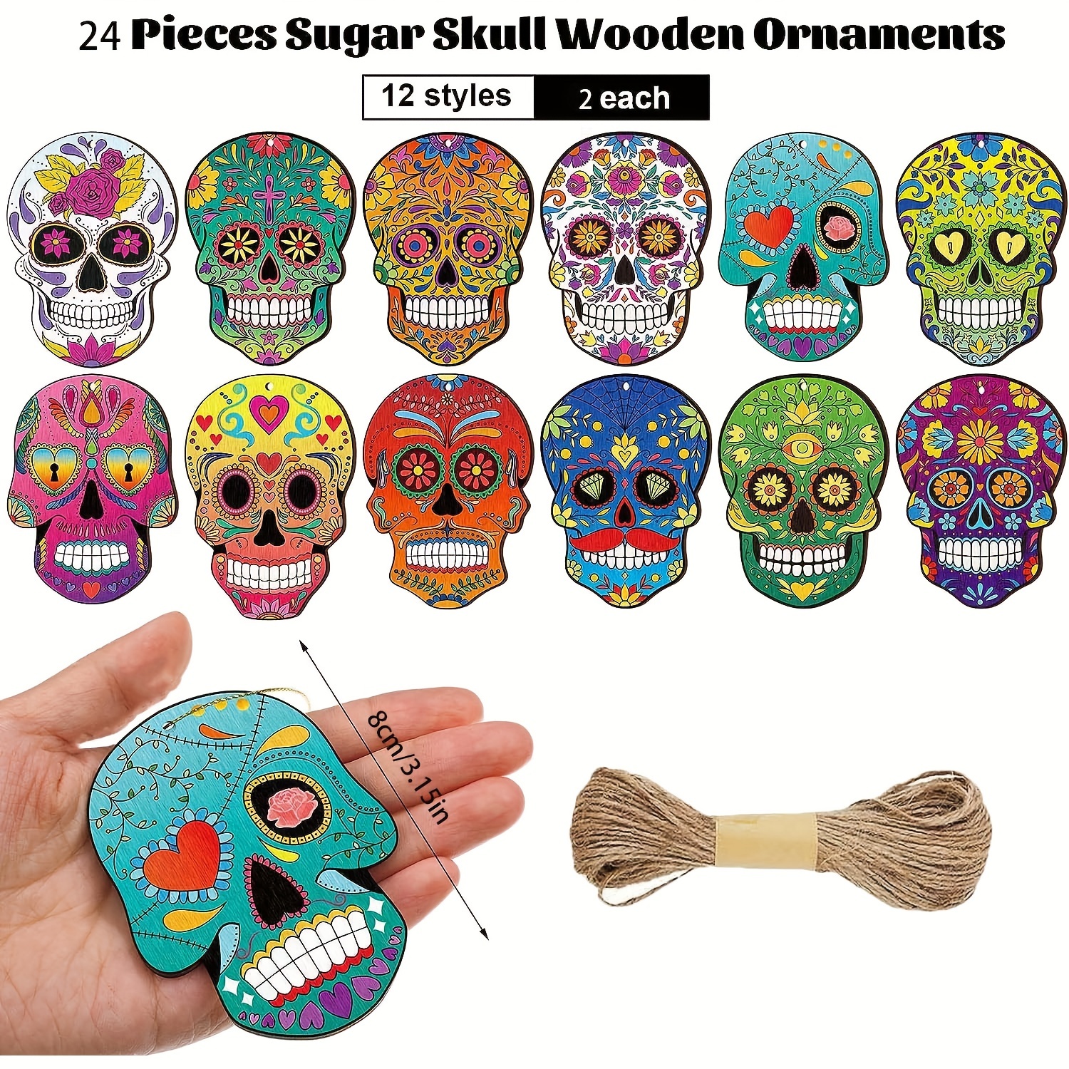 Halloween Sugar Skull Car Accessories For Women, Men, Teens, Skull