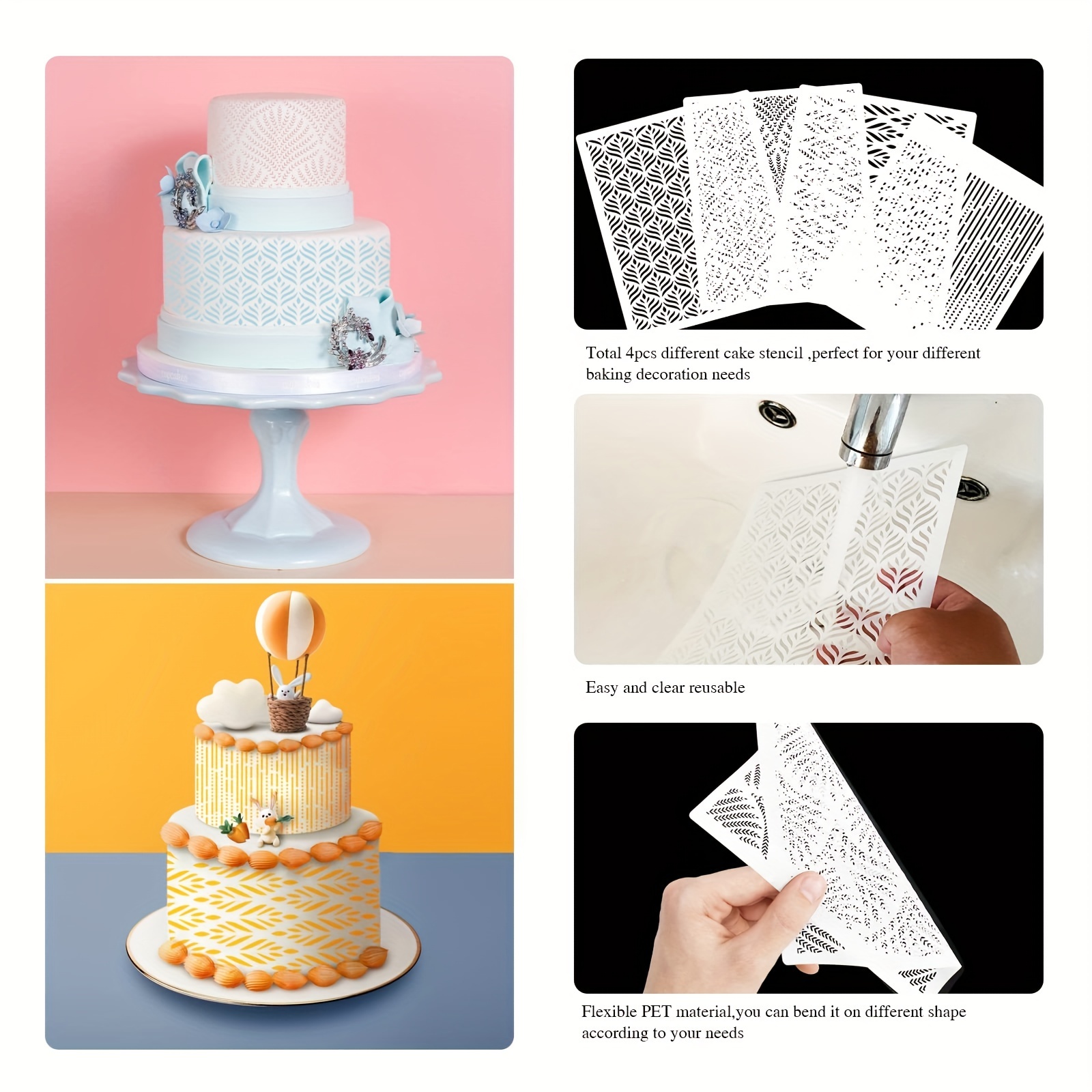 Plastic Cake Decorating Stencil Molds Wedding Cake Stencils - Temu