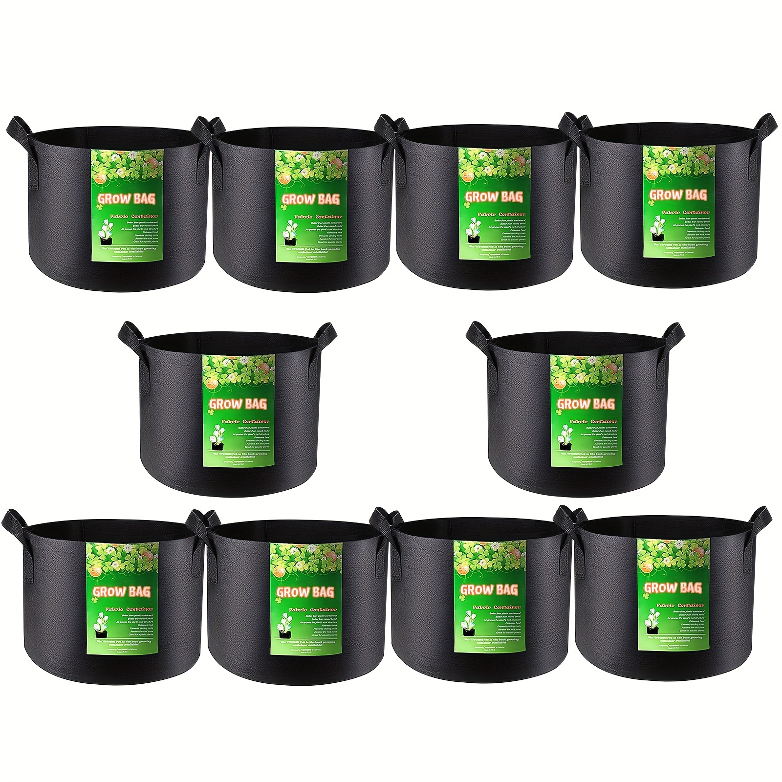  VIVOSUN 10-Pack 7 Gallon Grow Bags, Reinforced Planter Fabric  Pots for Gardening Black : Patio, Lawn & Garden