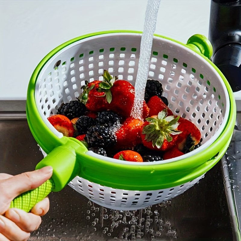 Centrifugadora de frutas y verduras para ensalada, escurridor de acero  inoxidable para secado de frutas y verduras, deshidratador de ensaladas,  utensilios de cocina