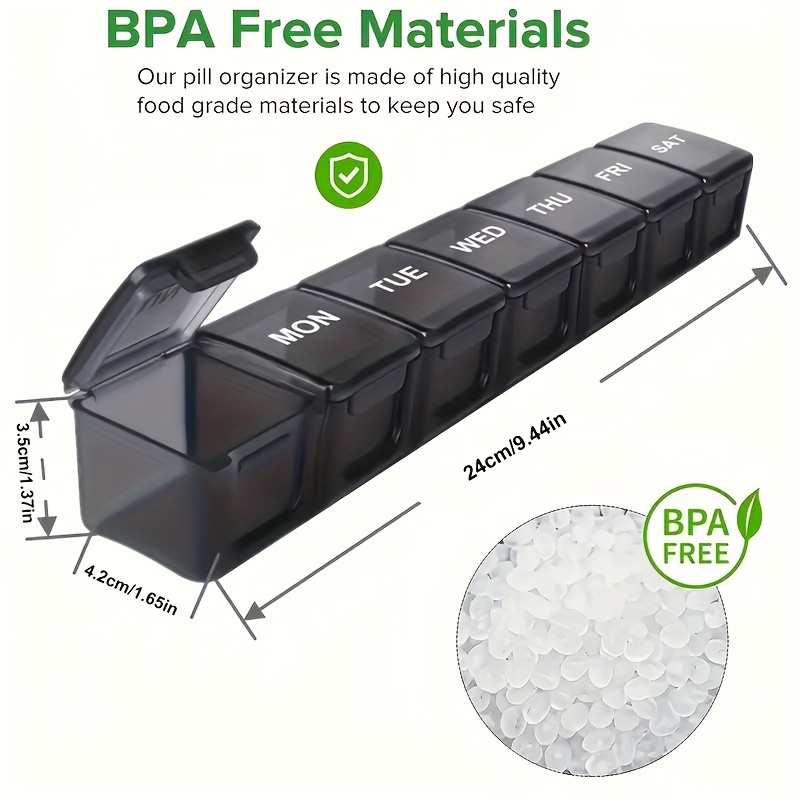Seven Compartment Transparent Pill Box, Portable Design