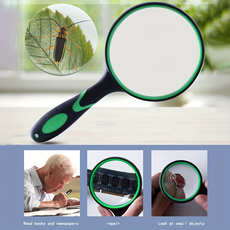Hands- Magnifying Glass, A4 Full Page Magnifier with Light Folding Legs  Stand and Neck Cord for Elderly Reading Fine Print Craft Knitting Sewing,  3X