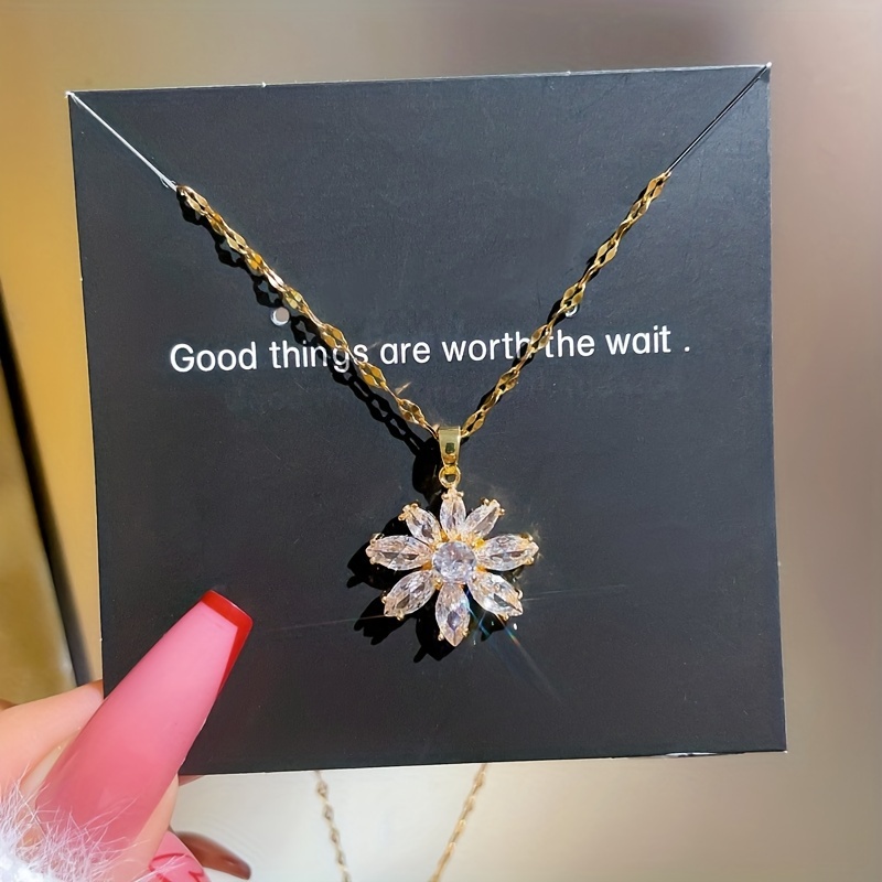 Glitter Star Zircon Pendant Necklace, 14k Gold Plated Luxury Design Neck  Jewelry Gift For Women Girls - Temu