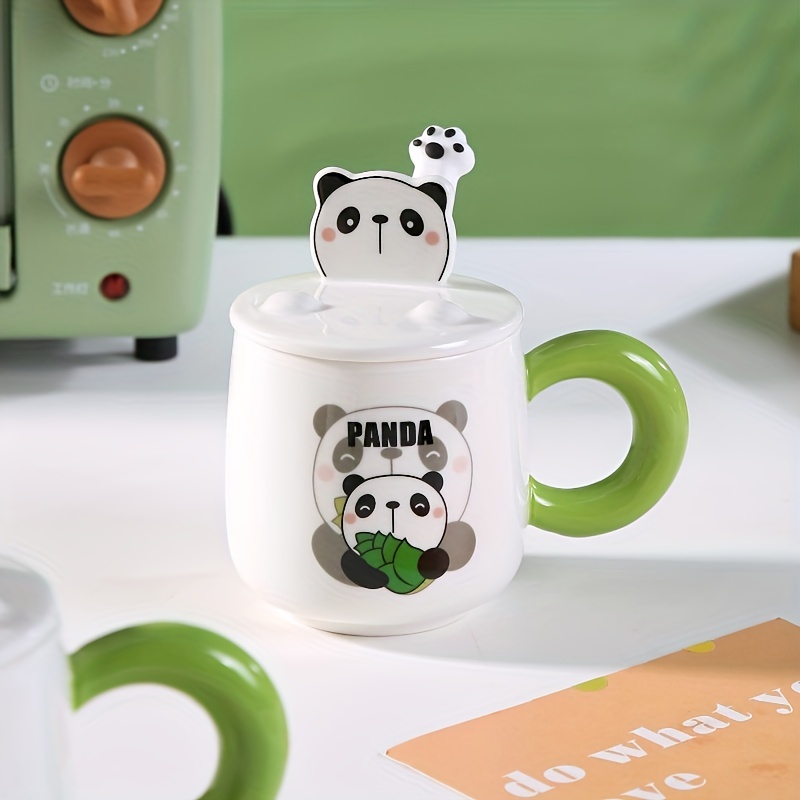 Creative Panda Mug Lid Spoon Set Creative Mobile Phone - Temu