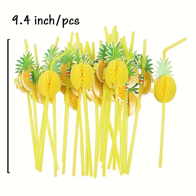 25/50Pcs Flamingo Pineapple Straws Hawaiian Beach Tropical